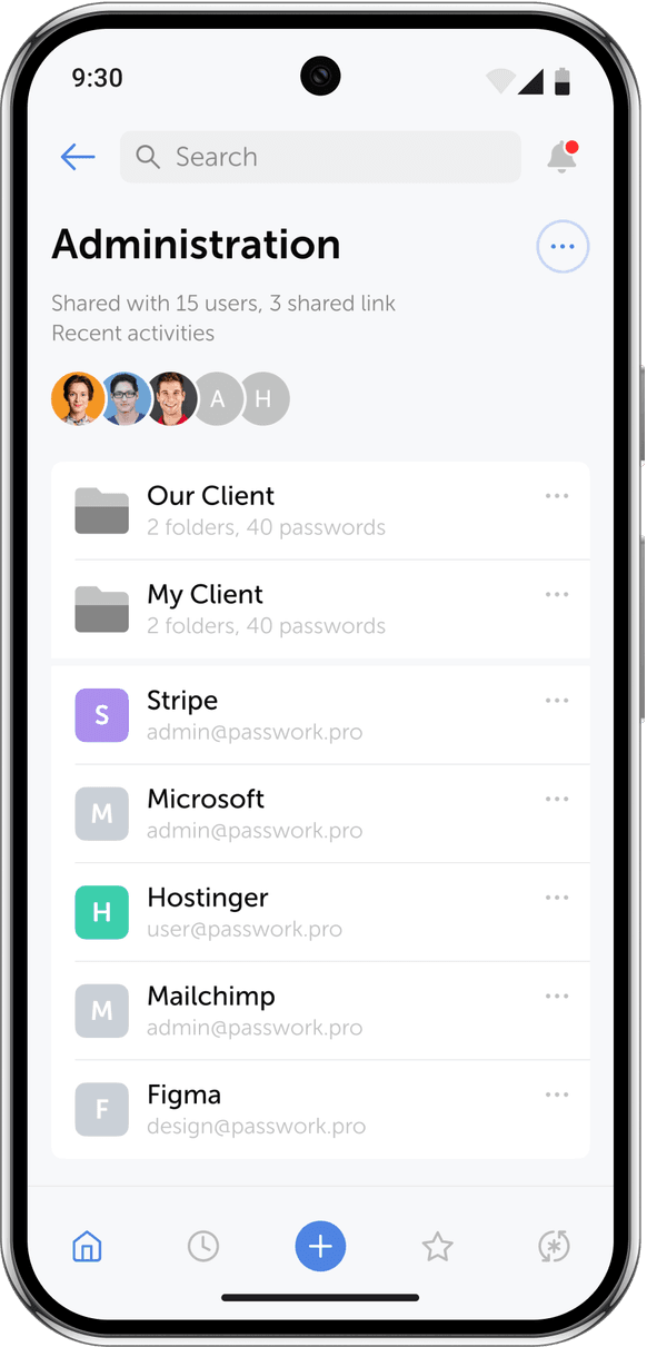 Passwork Android app — vaults and shared items