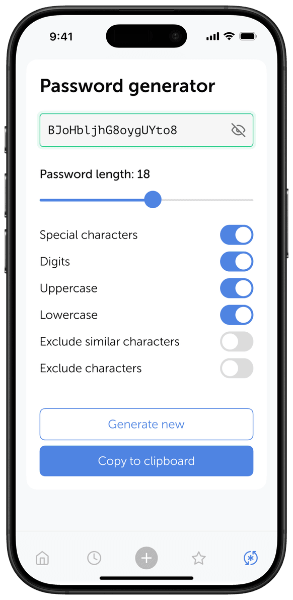 Passwork iOS app — password generator