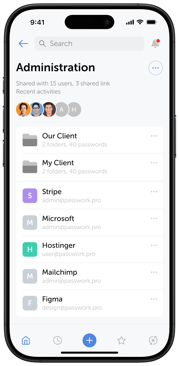 Passwork iOS app — vaults and shared items