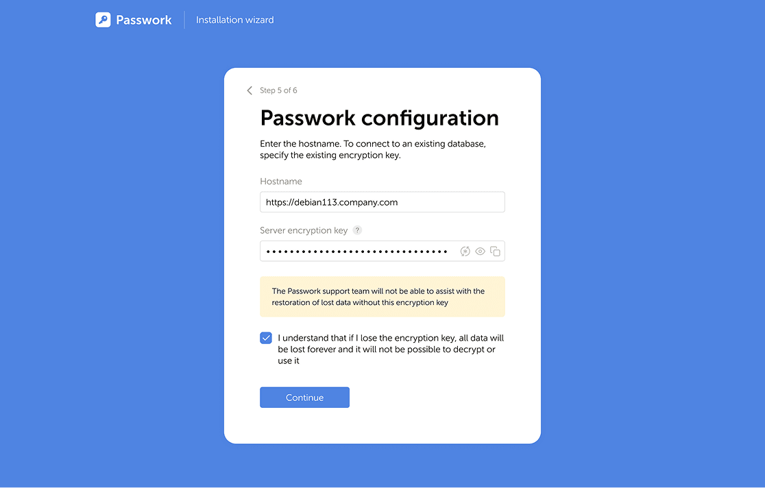 Passwork on-premise installation wizard