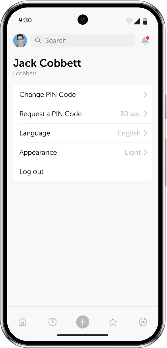 Passwork Android app — profile and settings
