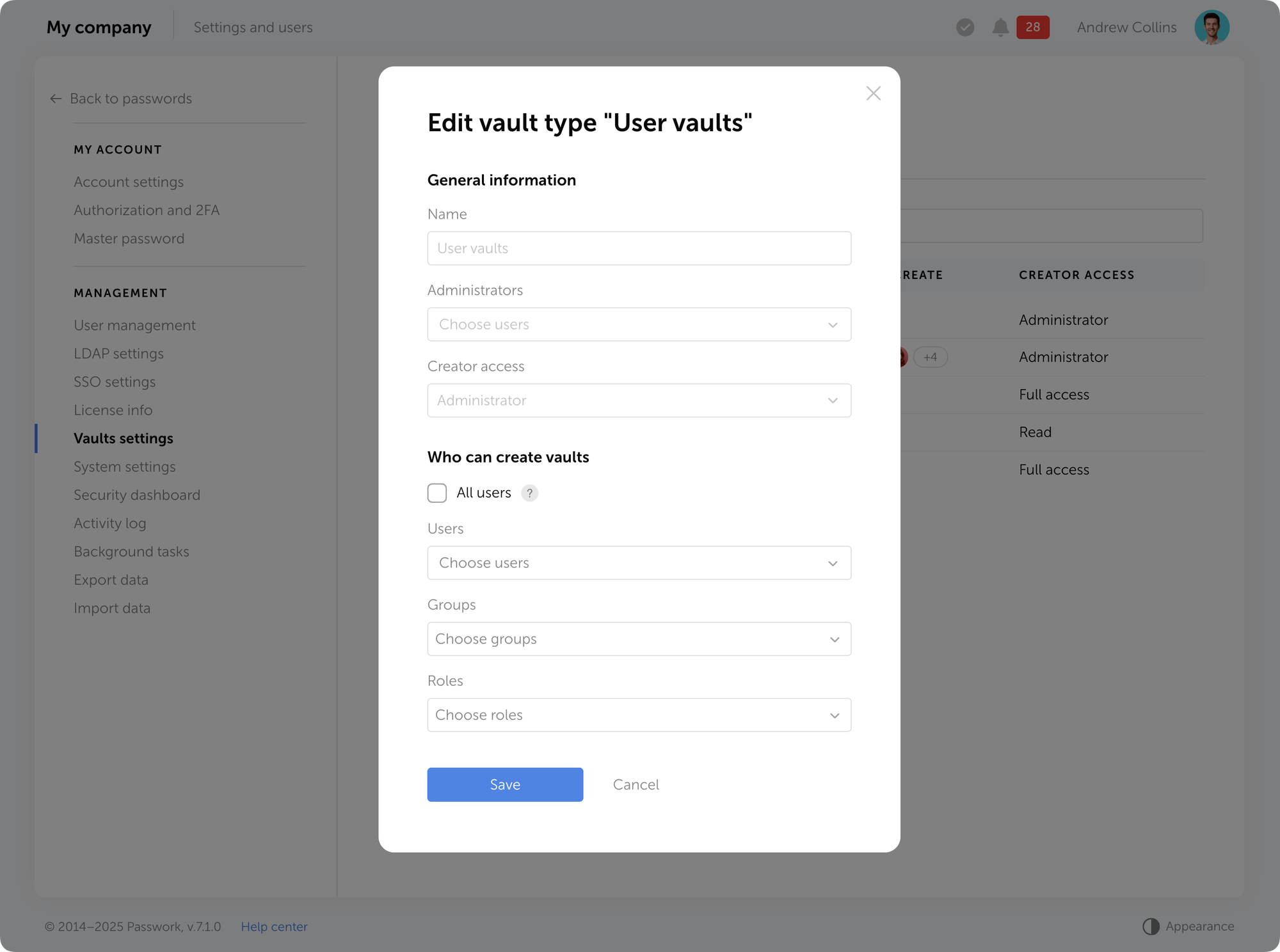 Prohibit private vaults creation