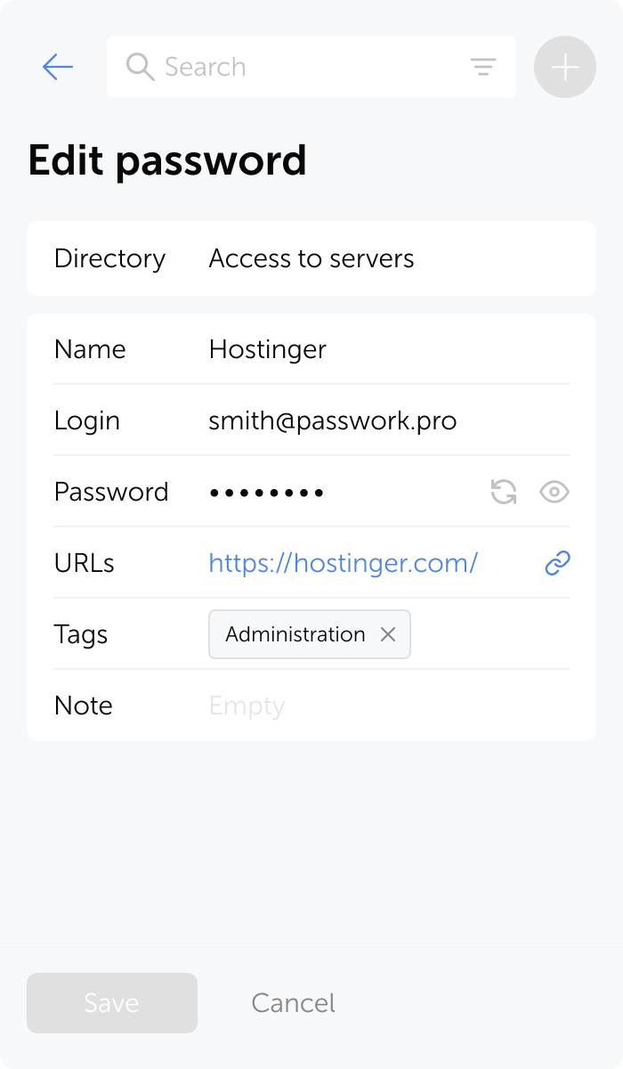 Browser extension password editing screenshot