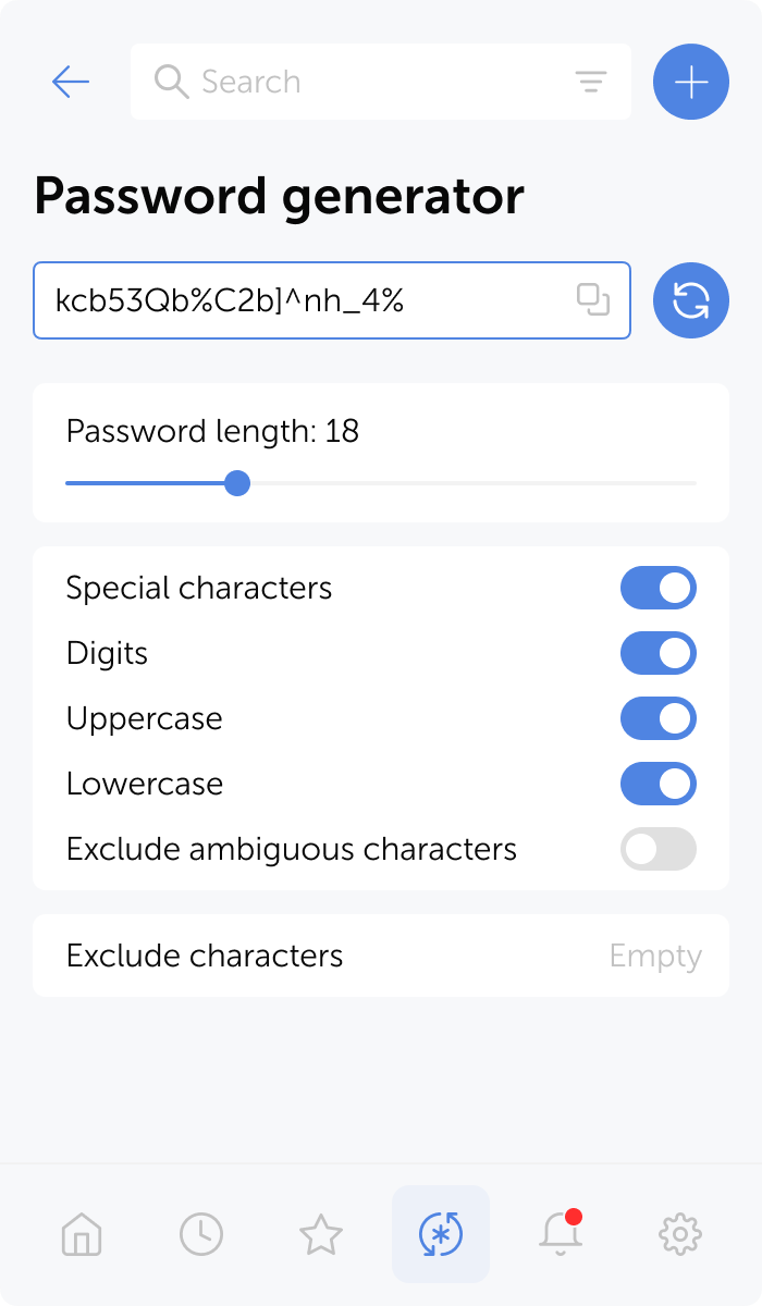 Browser extension password generator screenshot