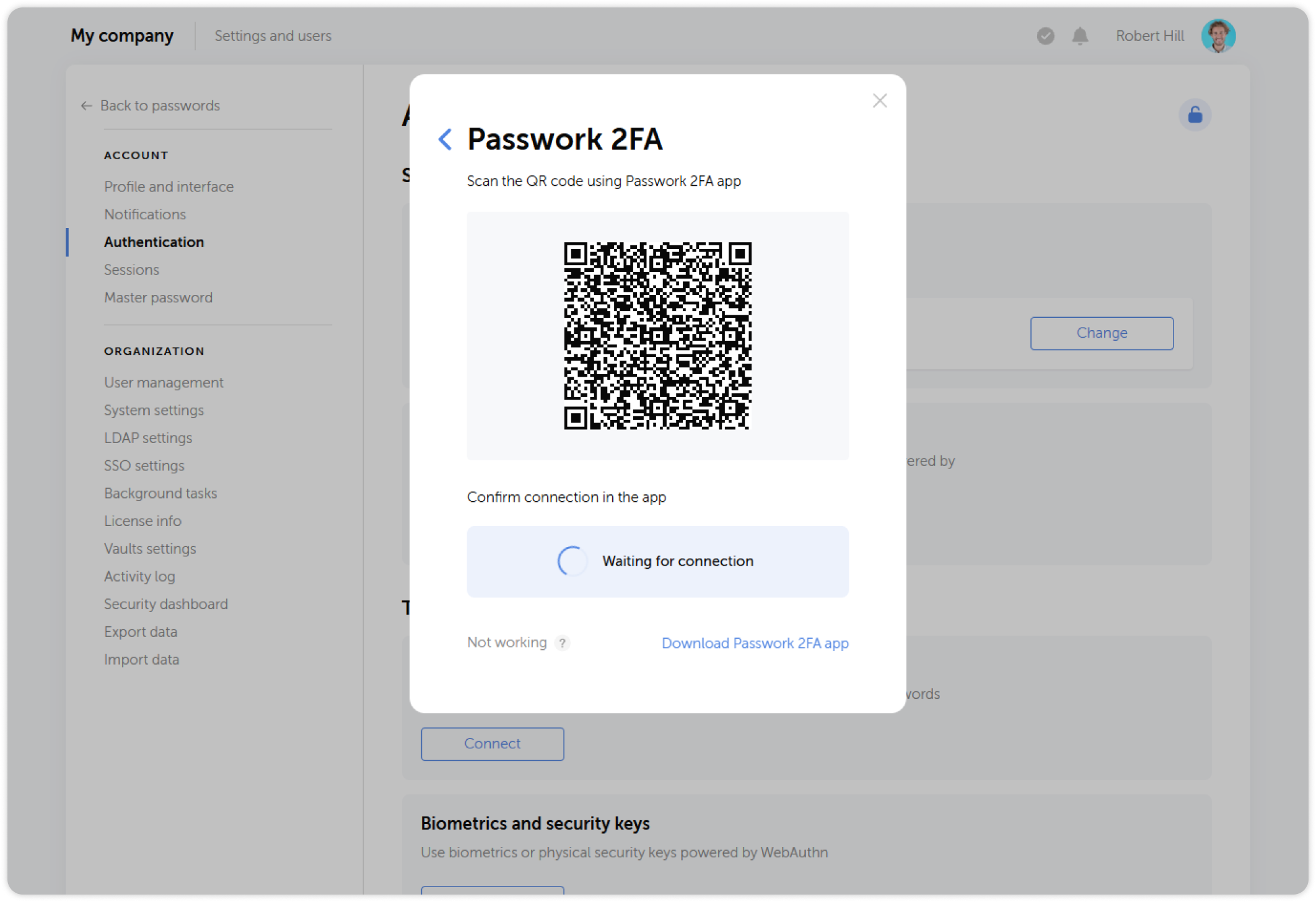 Passwork-2FA-App — QR-Code scannen