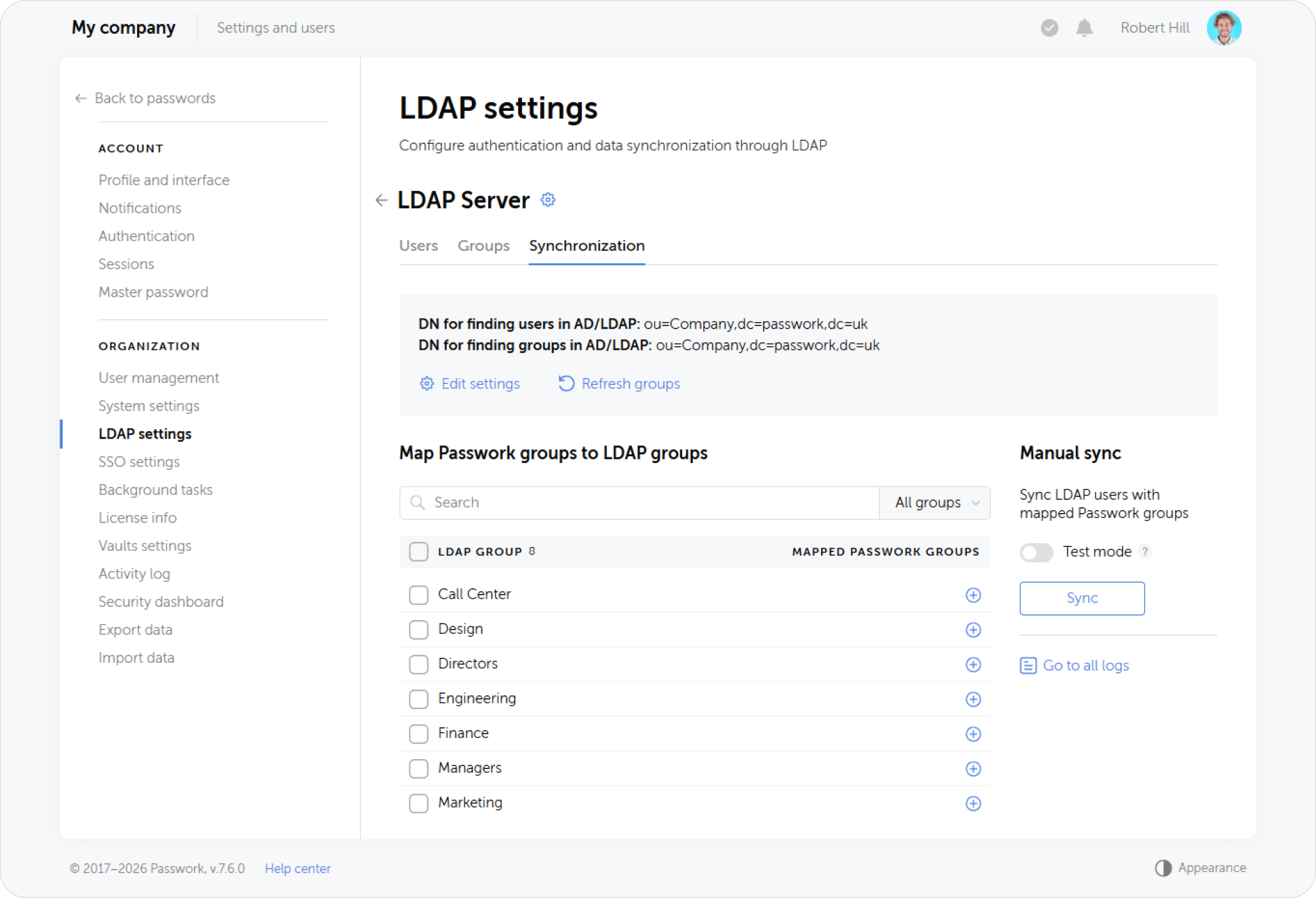 LDAP-Gruppe mit Passwork-Gruppe verknüpfen