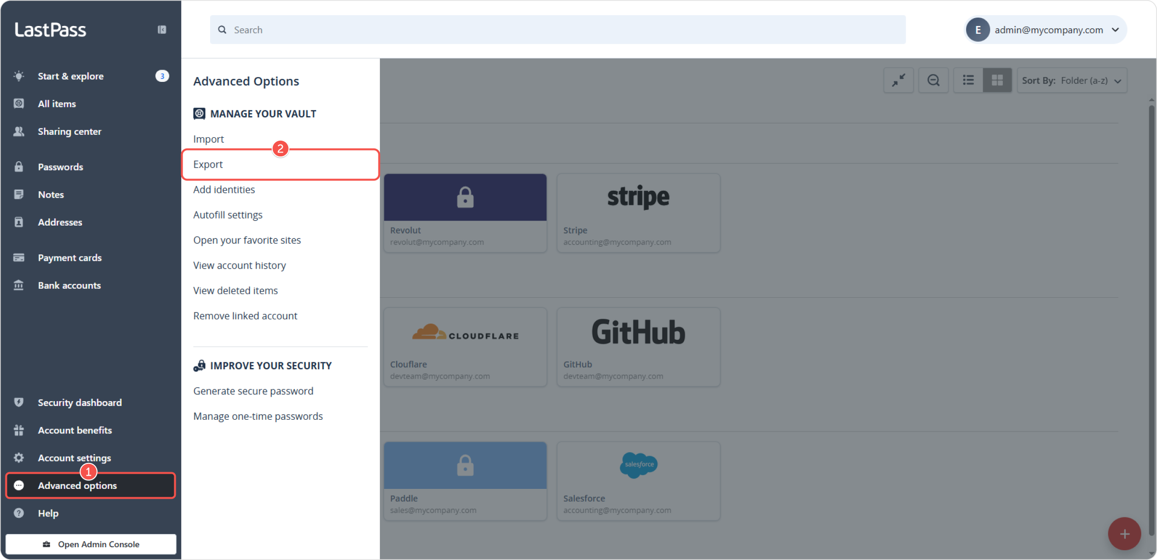 LastPass export flow
