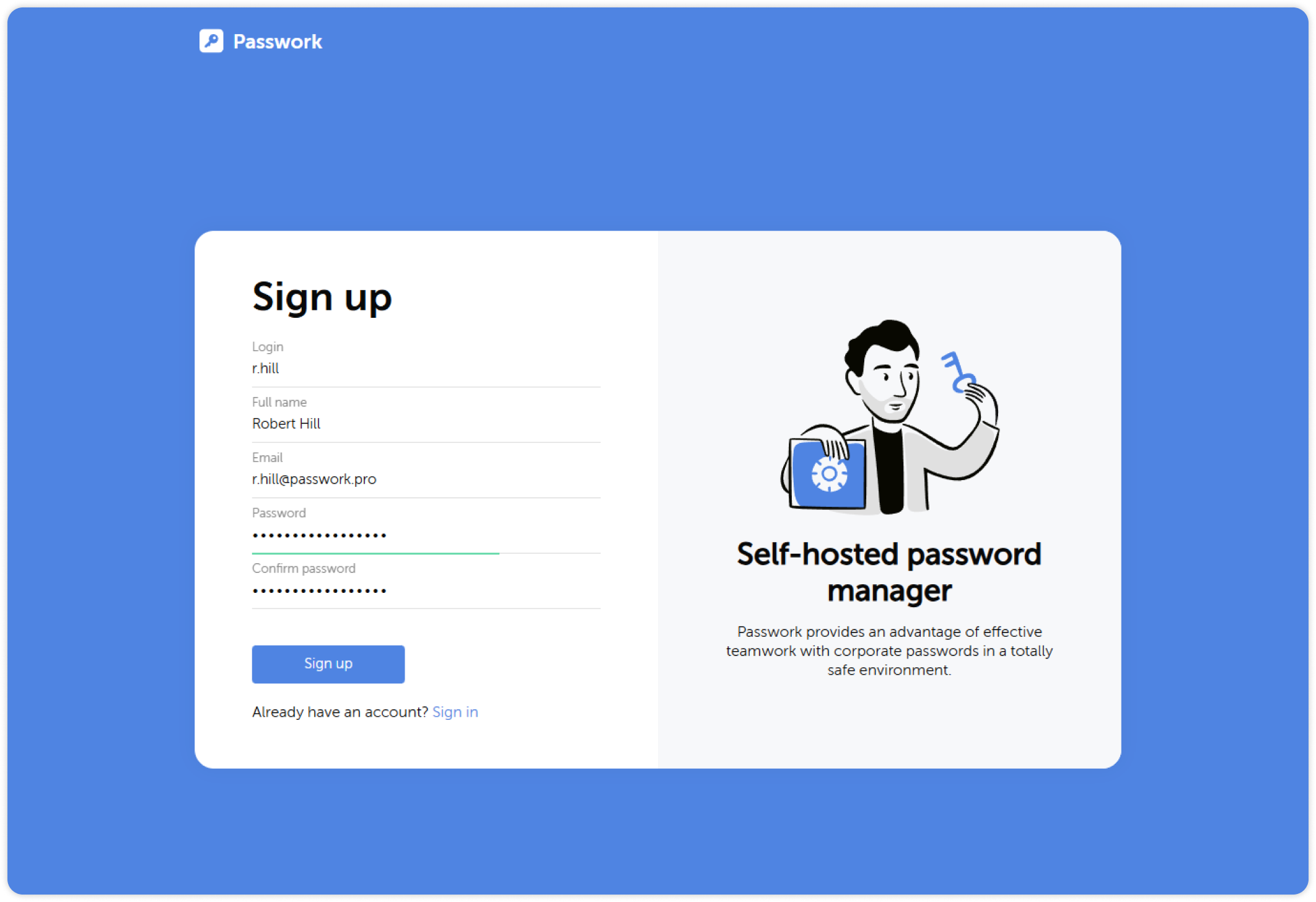 Passwork registration form
