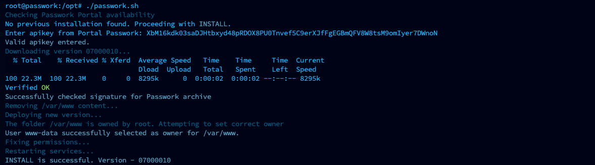 Erfolgreiche Skriptausführung