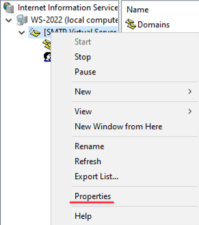 SMTP-Server-Eigenschaften