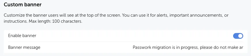 Beispiel der Systembanner-Einstellungen