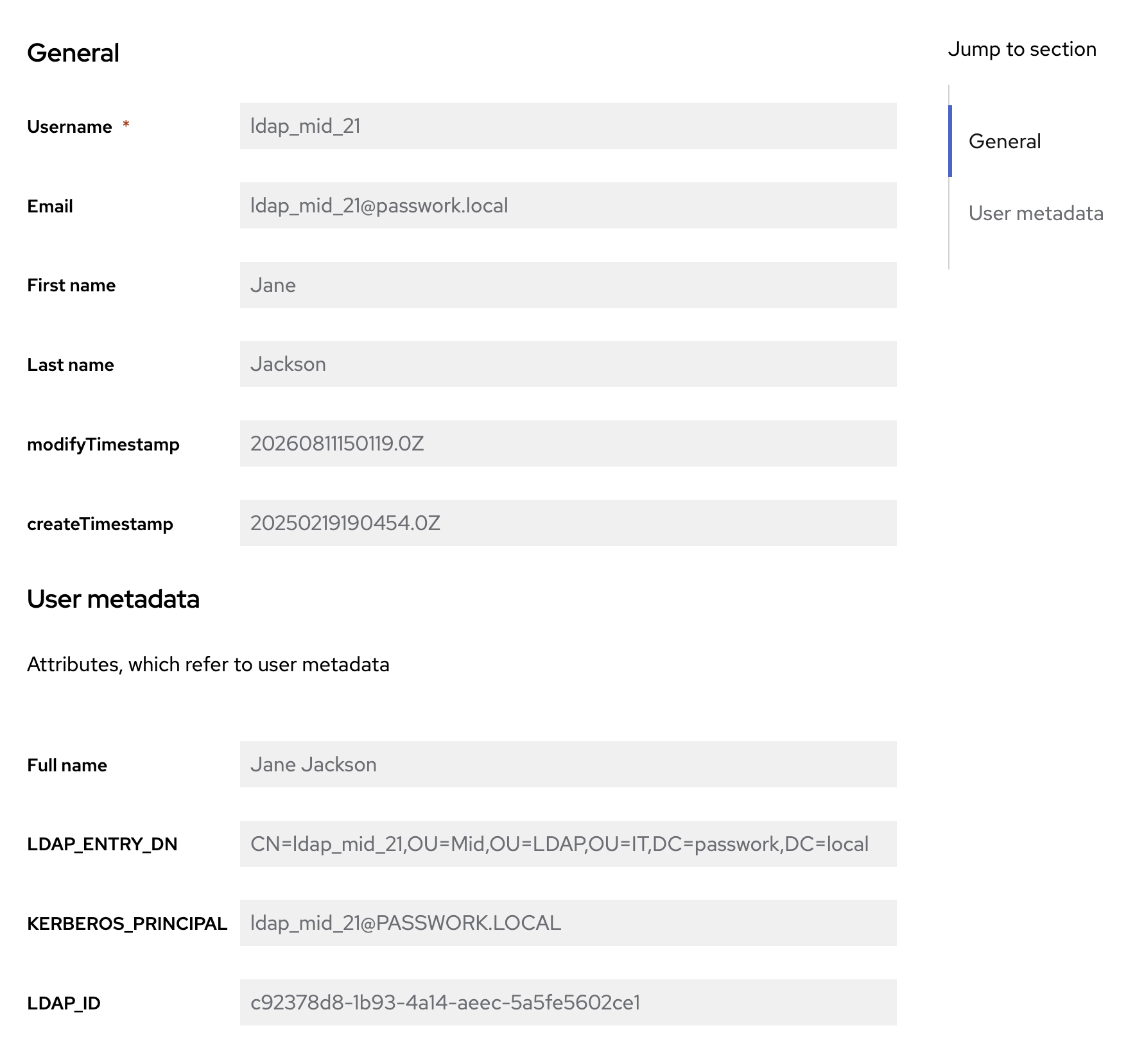 The Full name value in the Keycloak user record