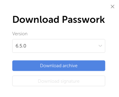Example of obtaining Passwork version 6