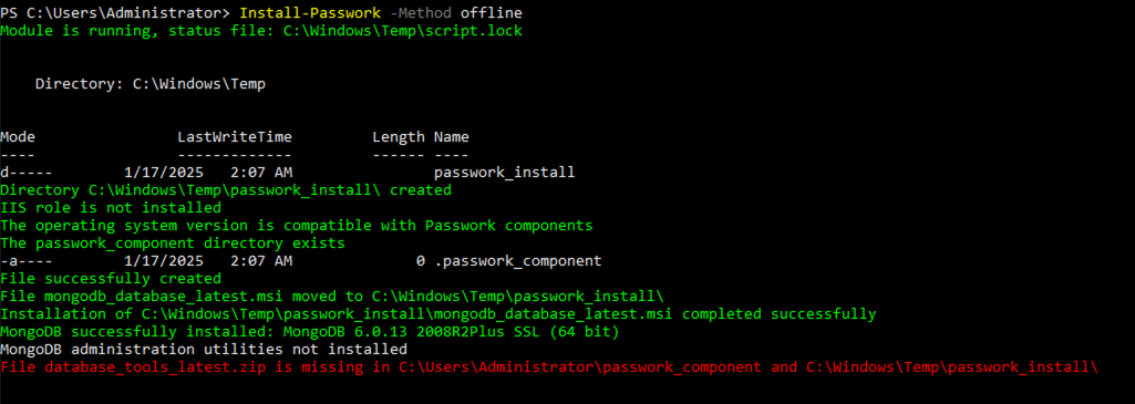 Ejemplo de recepción de un error durante la ejecución
