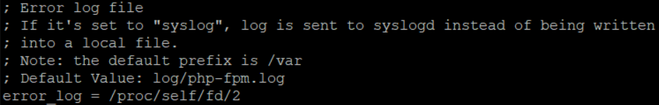 The error_log directive in php-fpm.conf