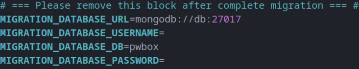 The block to remove from config.env after the migration