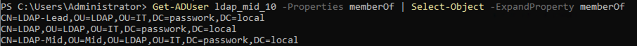 Retrieving the memberOf attribute and value in Active Directory user