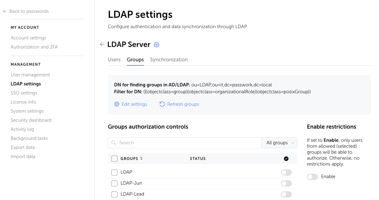 Groups Tab