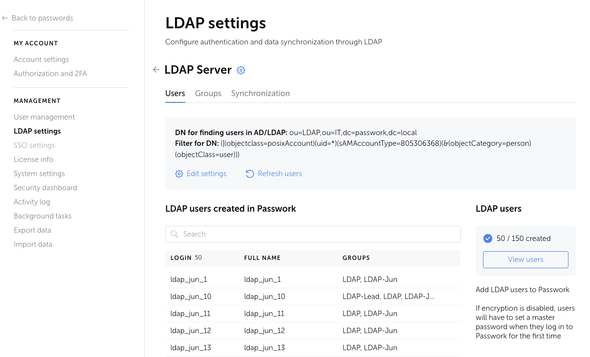 Users Tab
