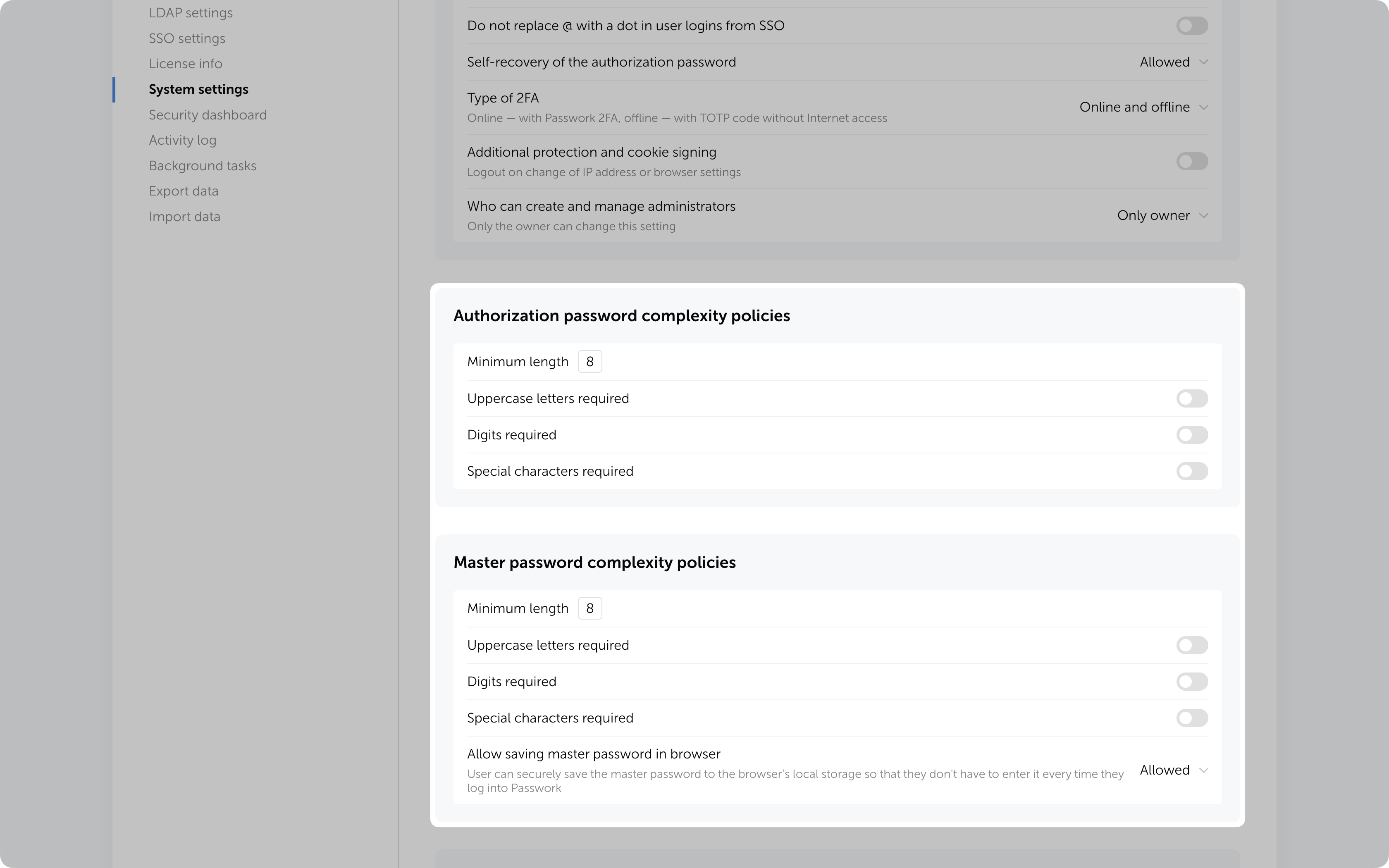 Searching password by browser extension