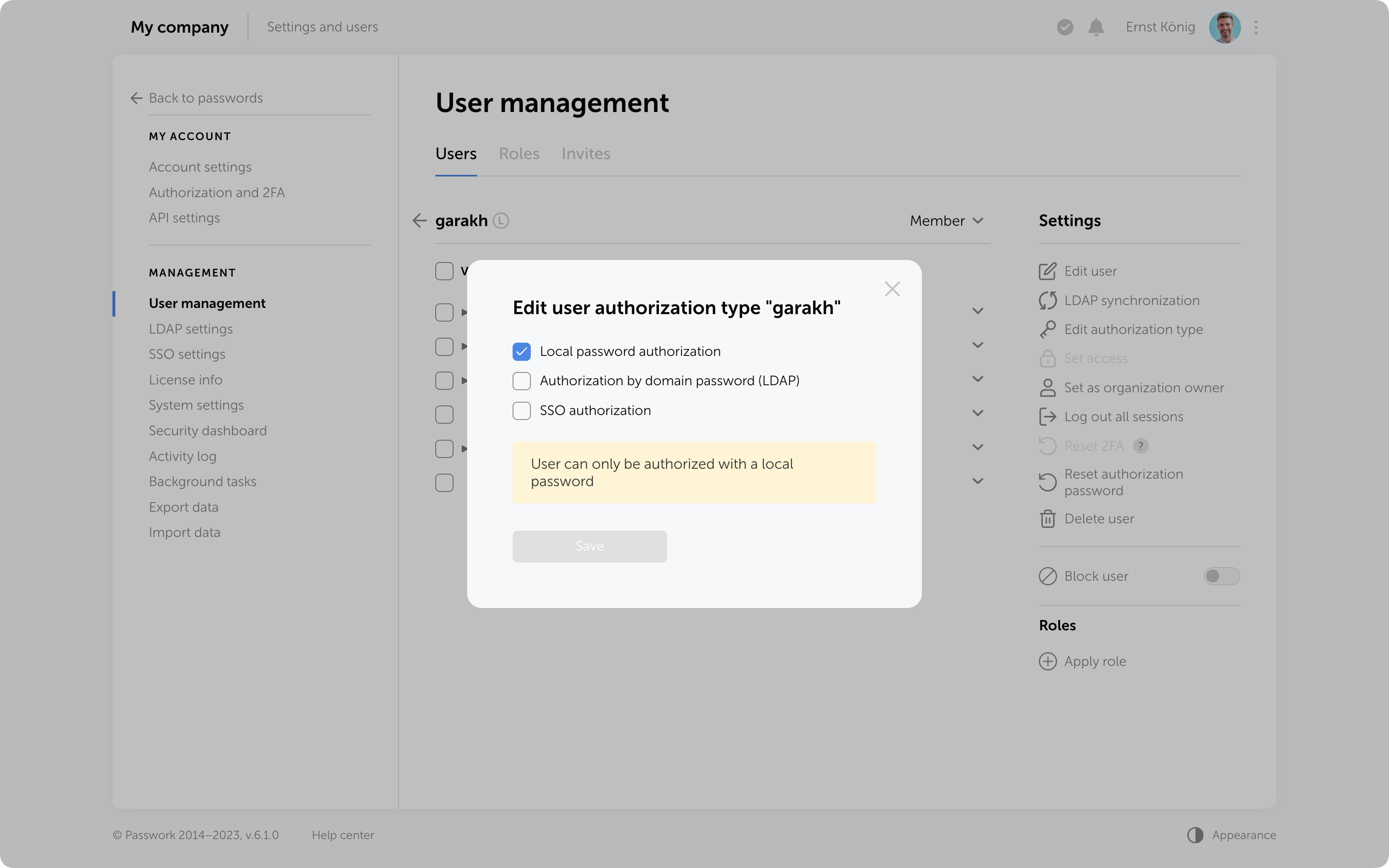 Searching password by browser extension