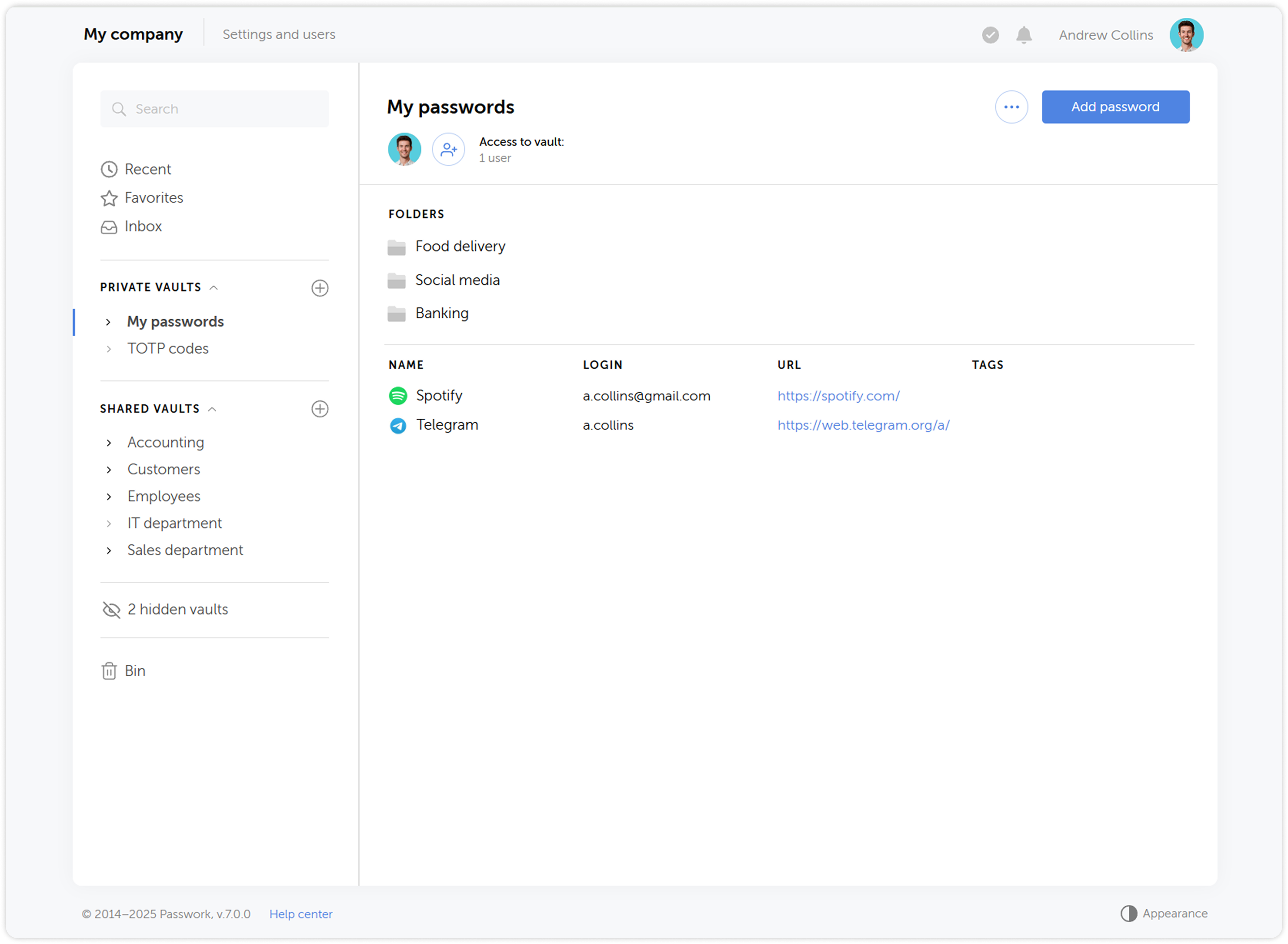 Searching password by browser extension