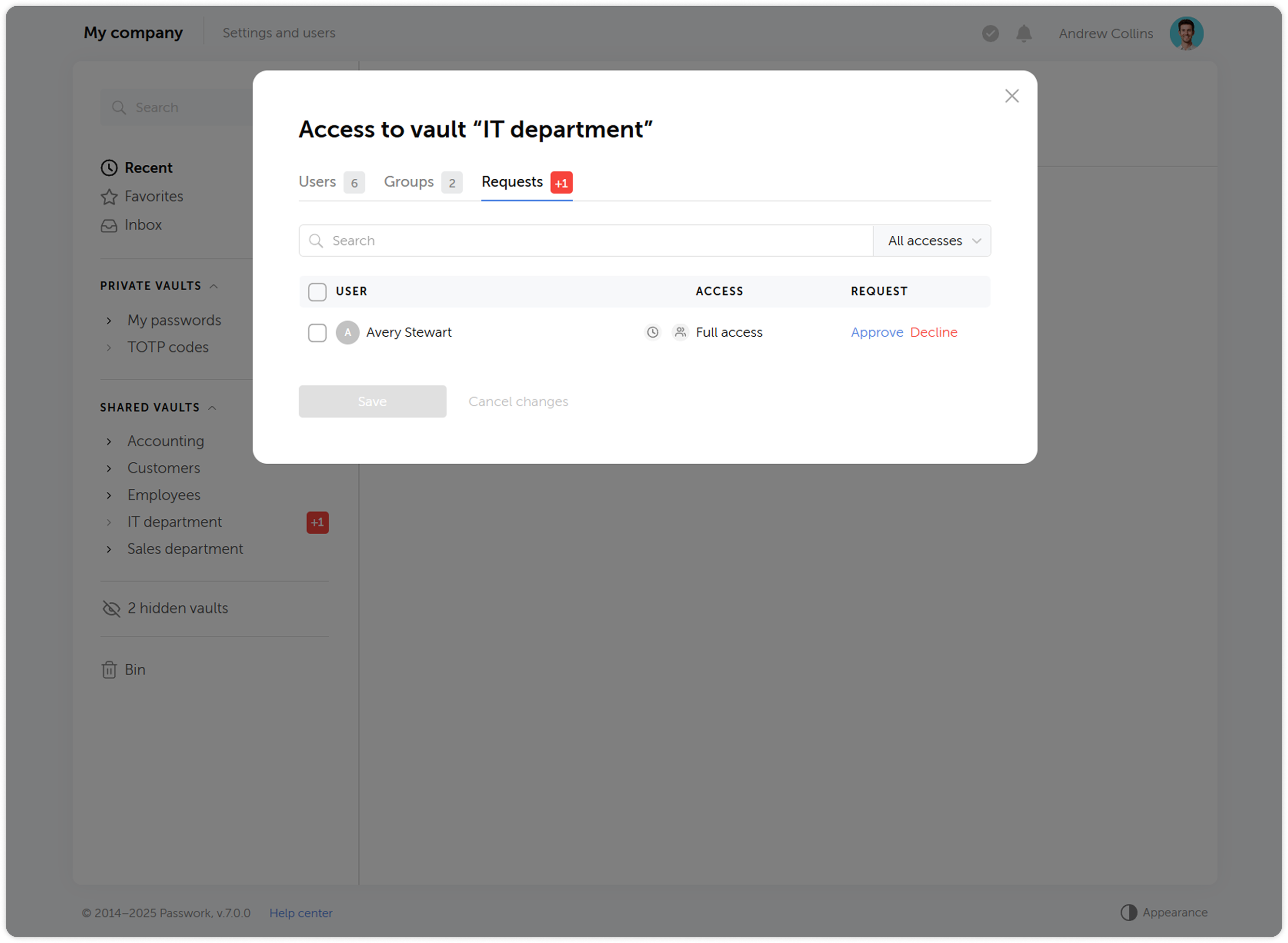 Searching password by browser extension