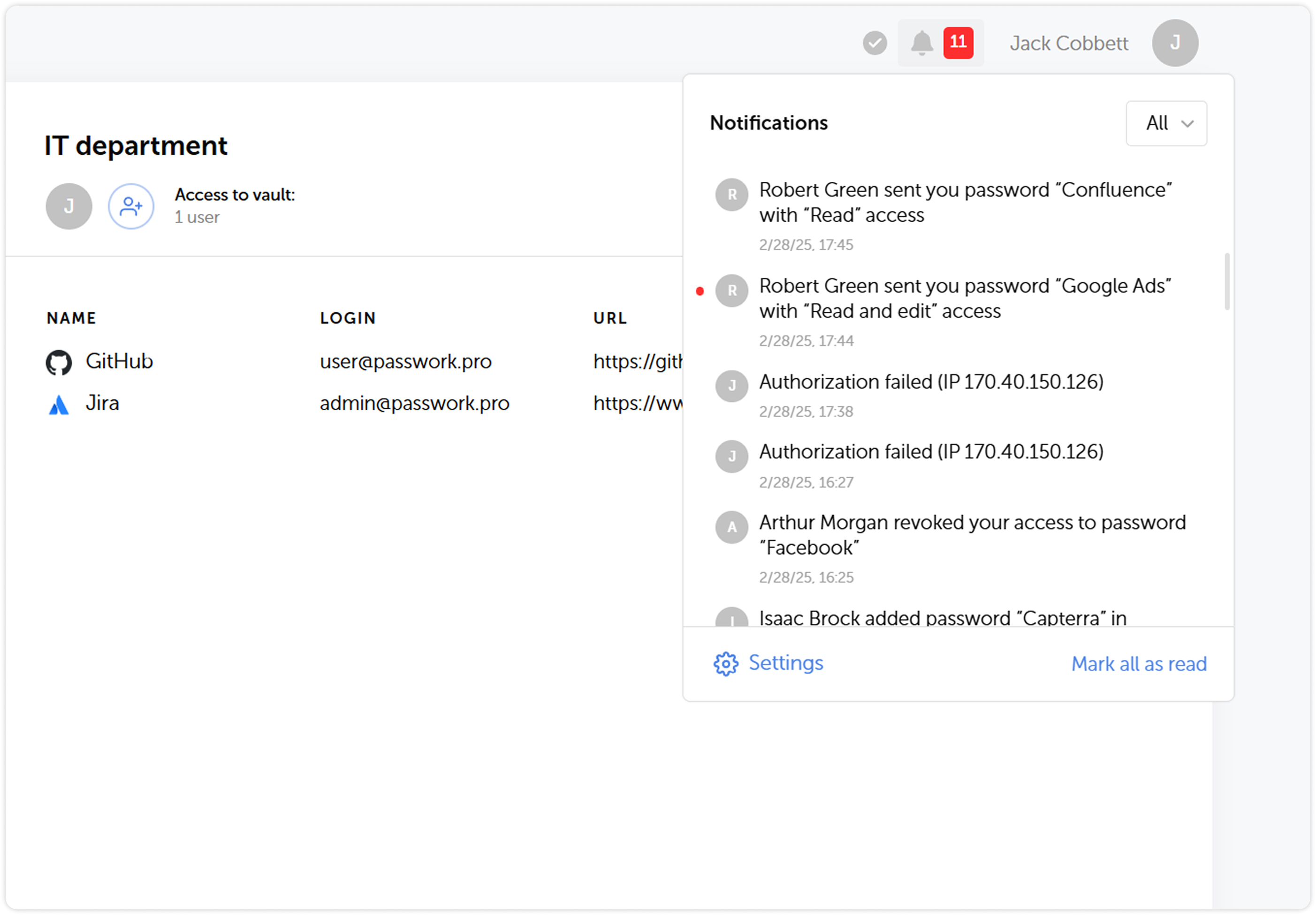 Searching password by browser extension