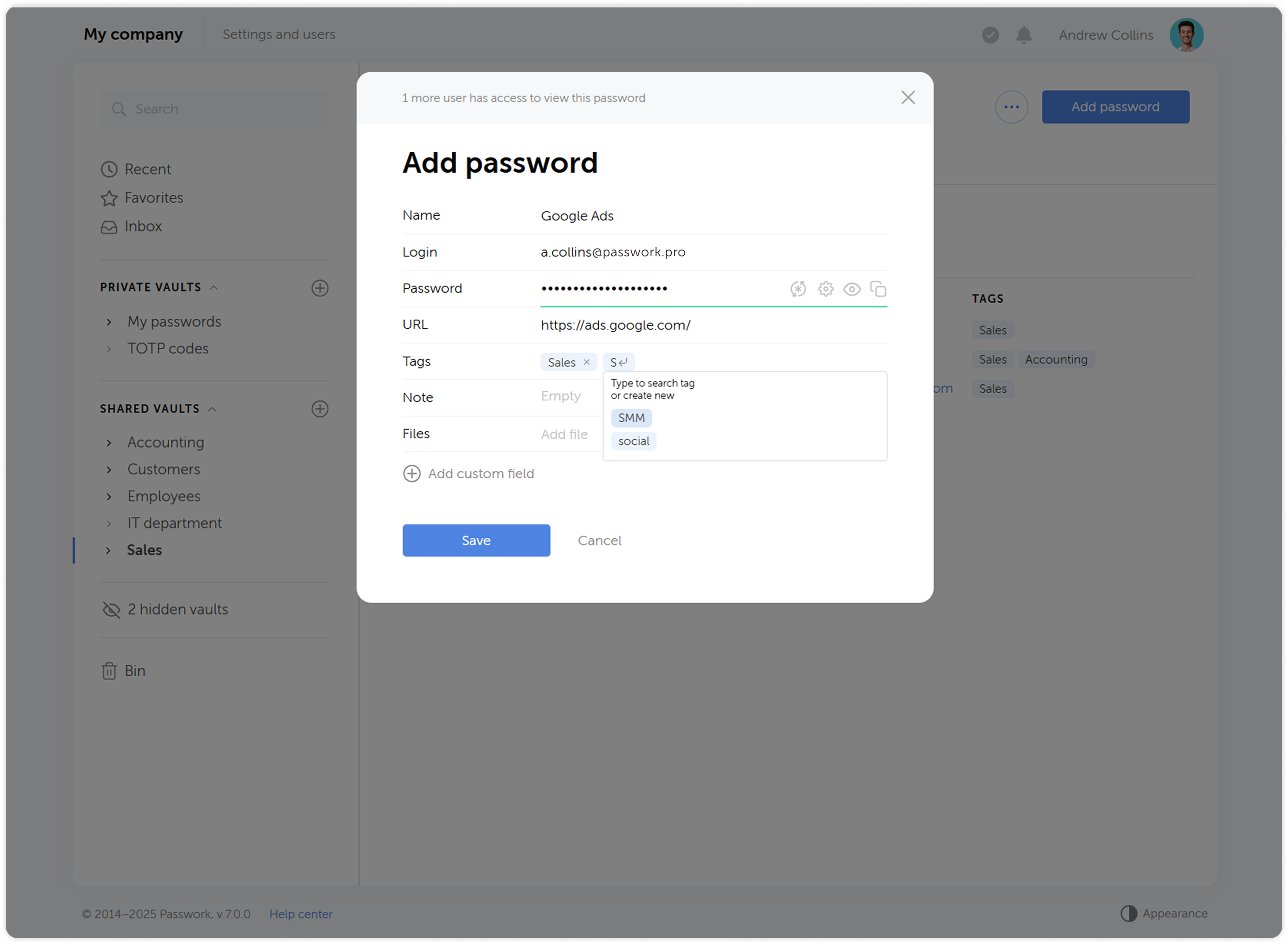 Searching password by browser extension