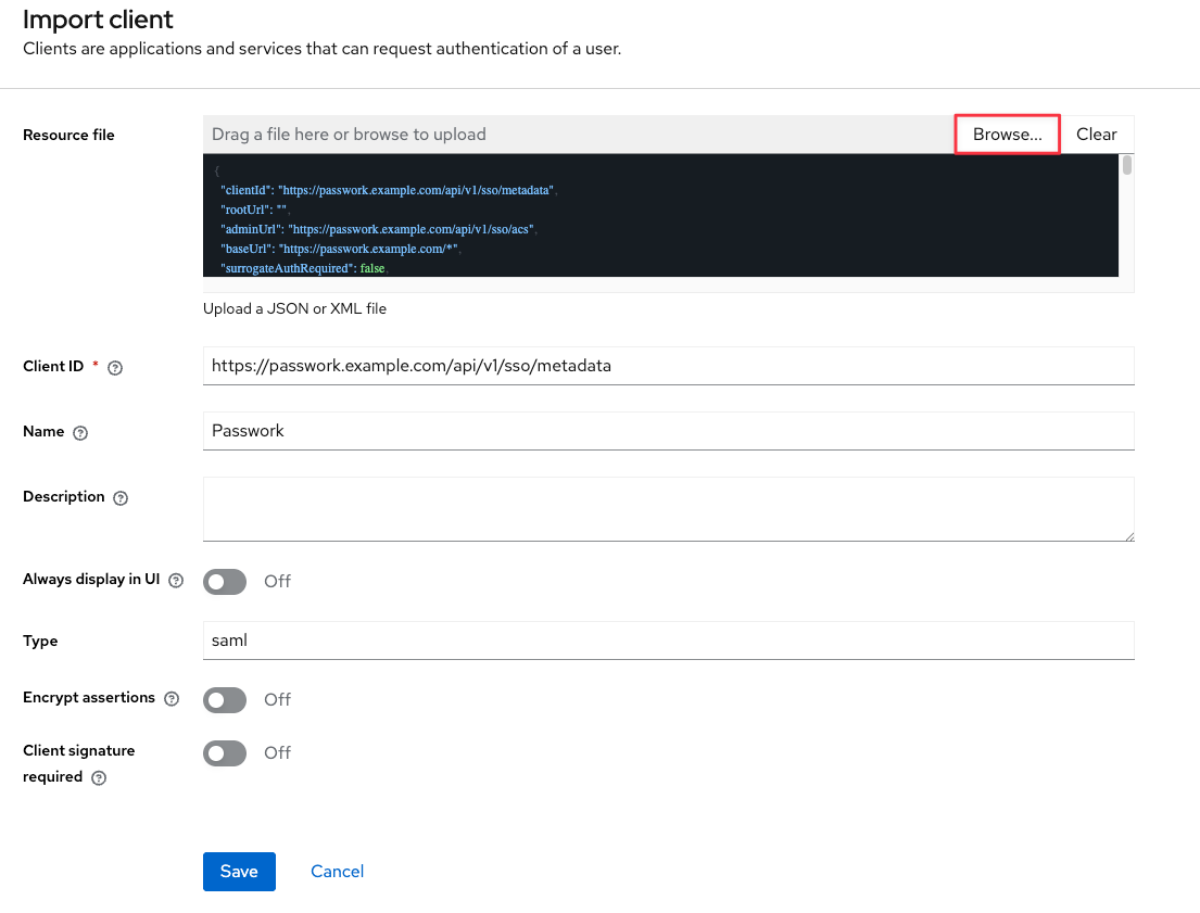 Select file and edit imported .json
