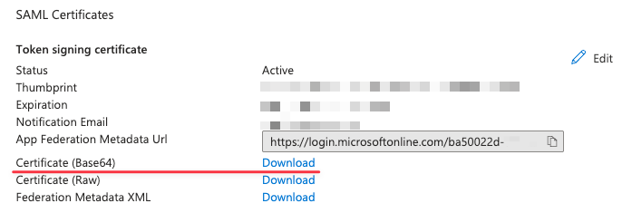 Obtain Microsoft Entra ID public SSL certificate in base64