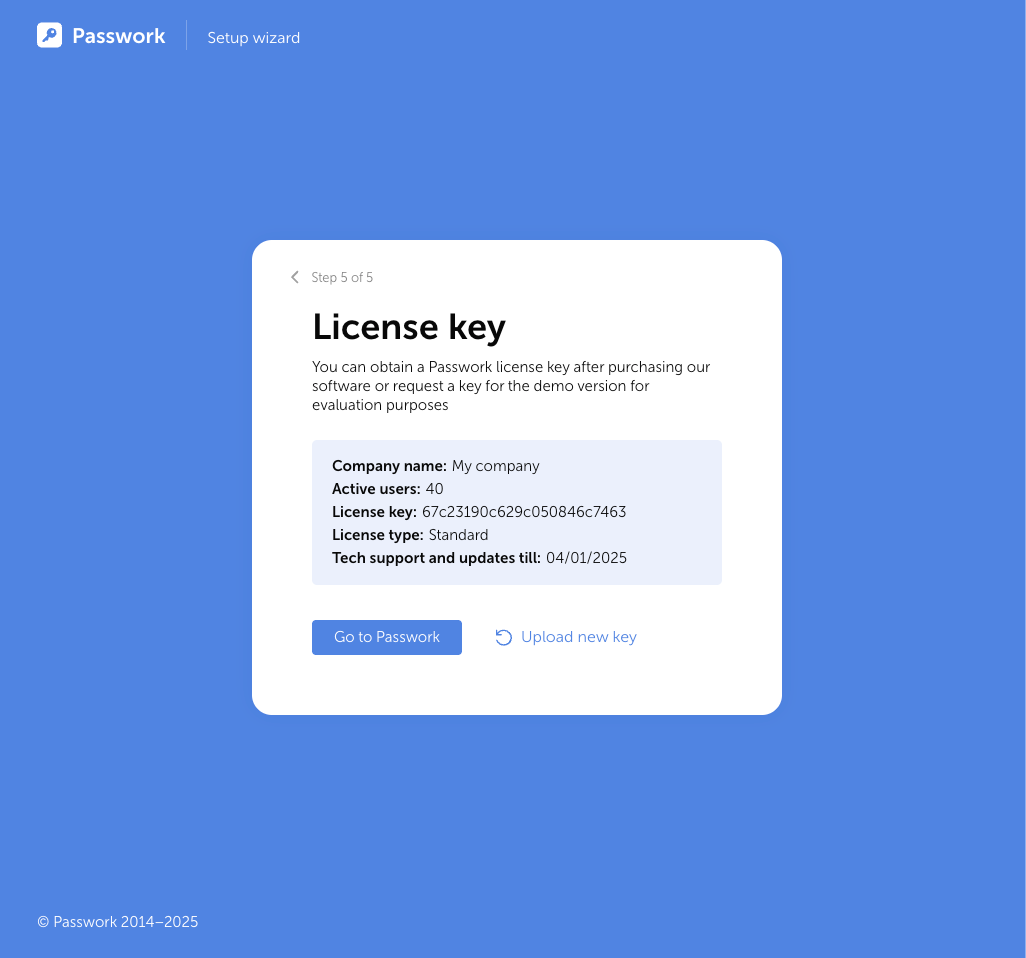Downloading Passwork license key