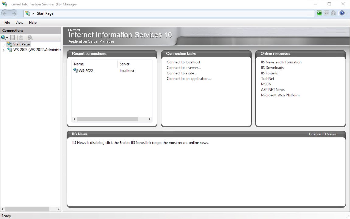 Open IIS Manager