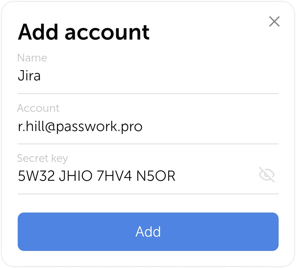 Add account screen