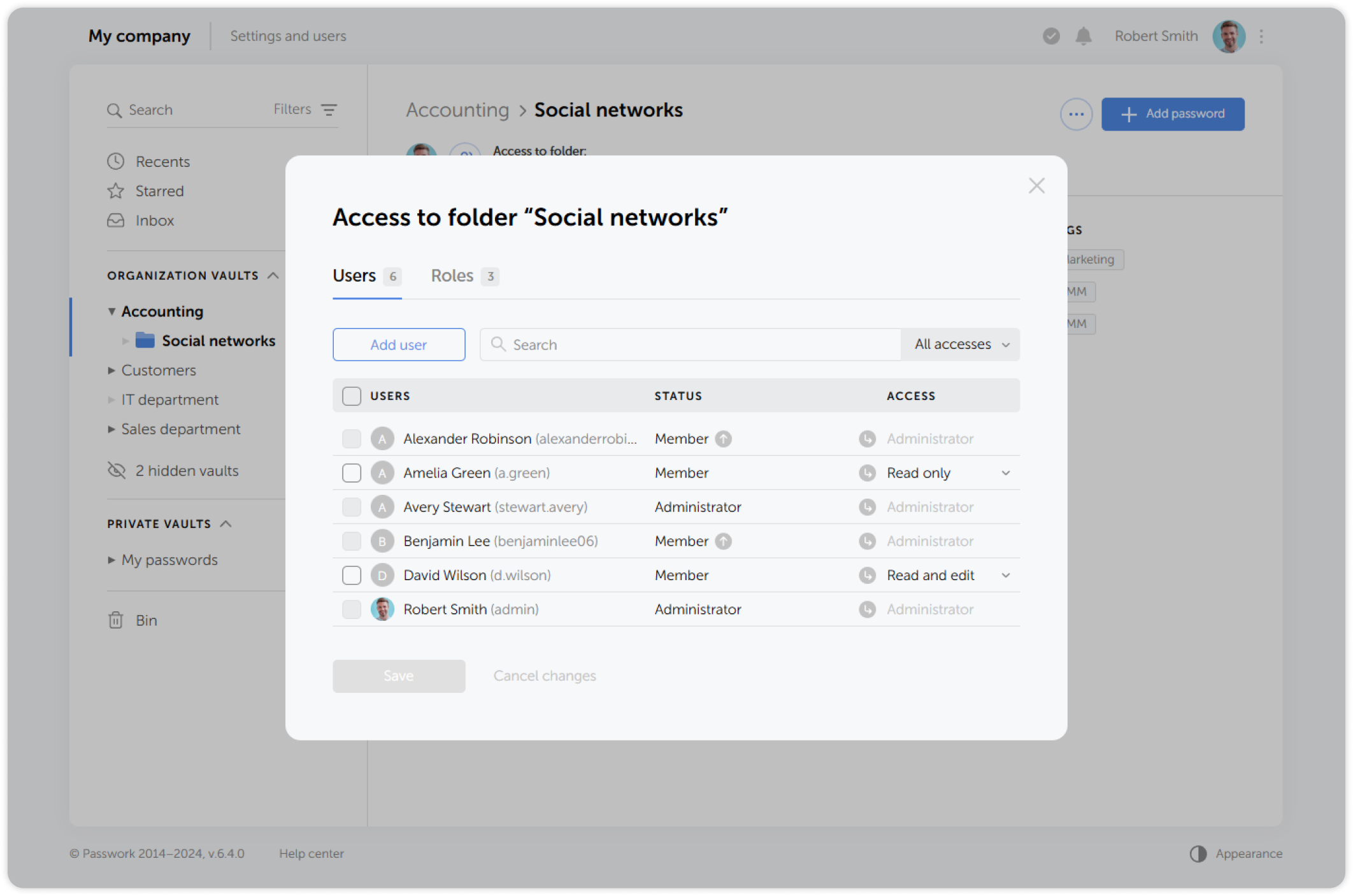 Folder access management