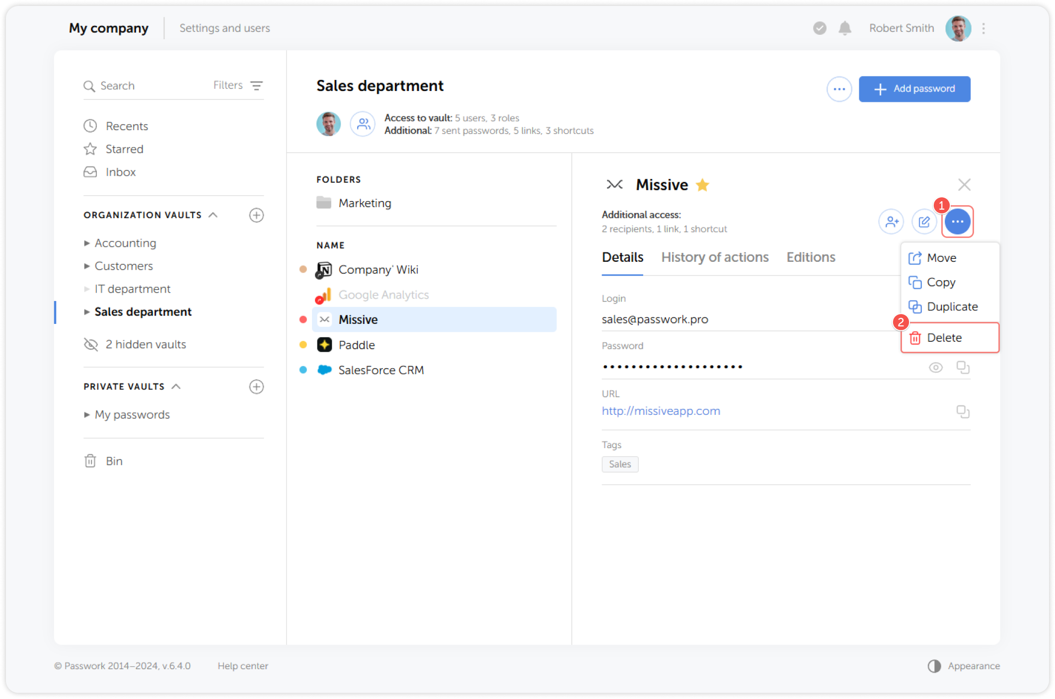 Delete password option