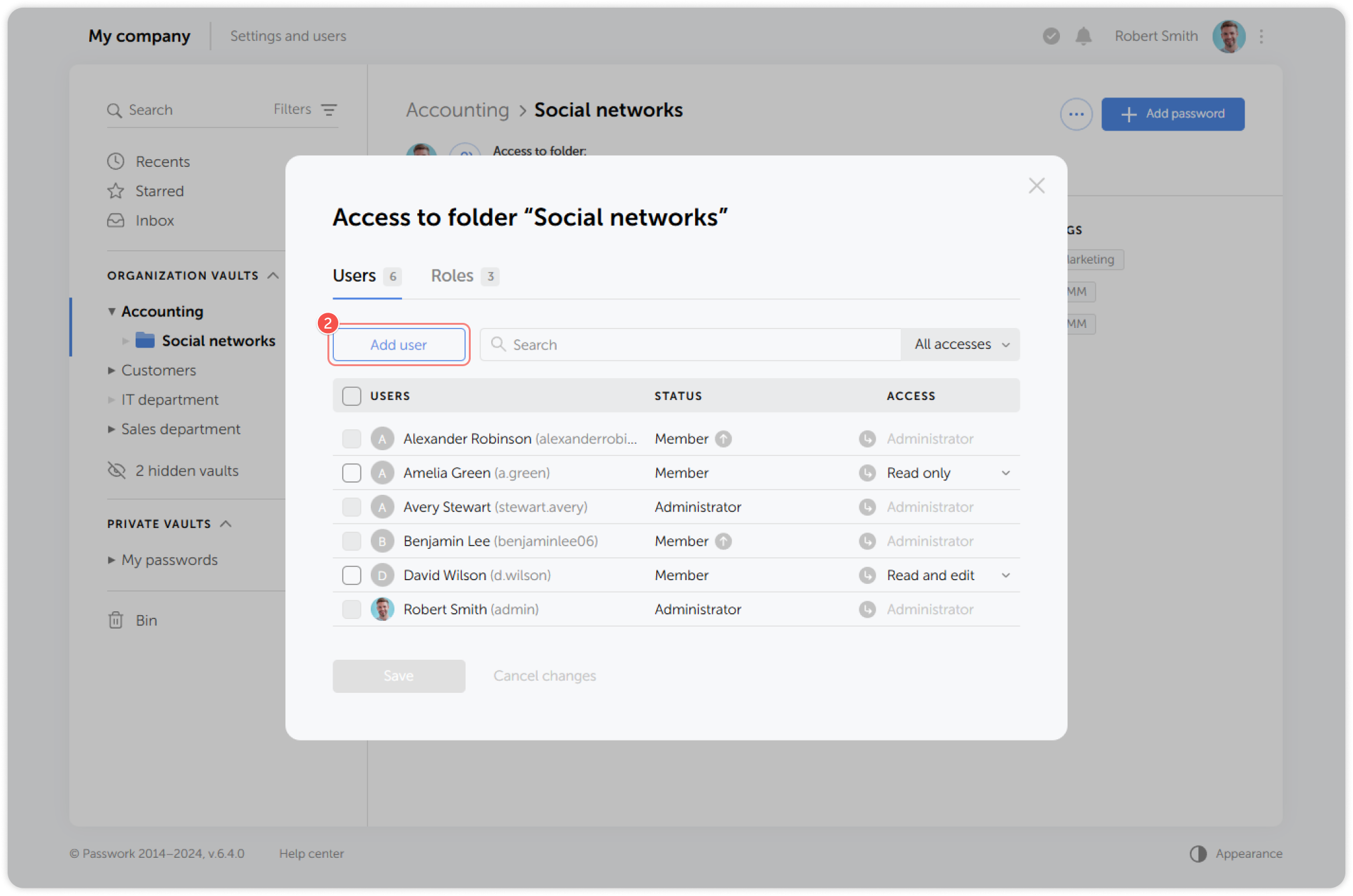 Add user popup window