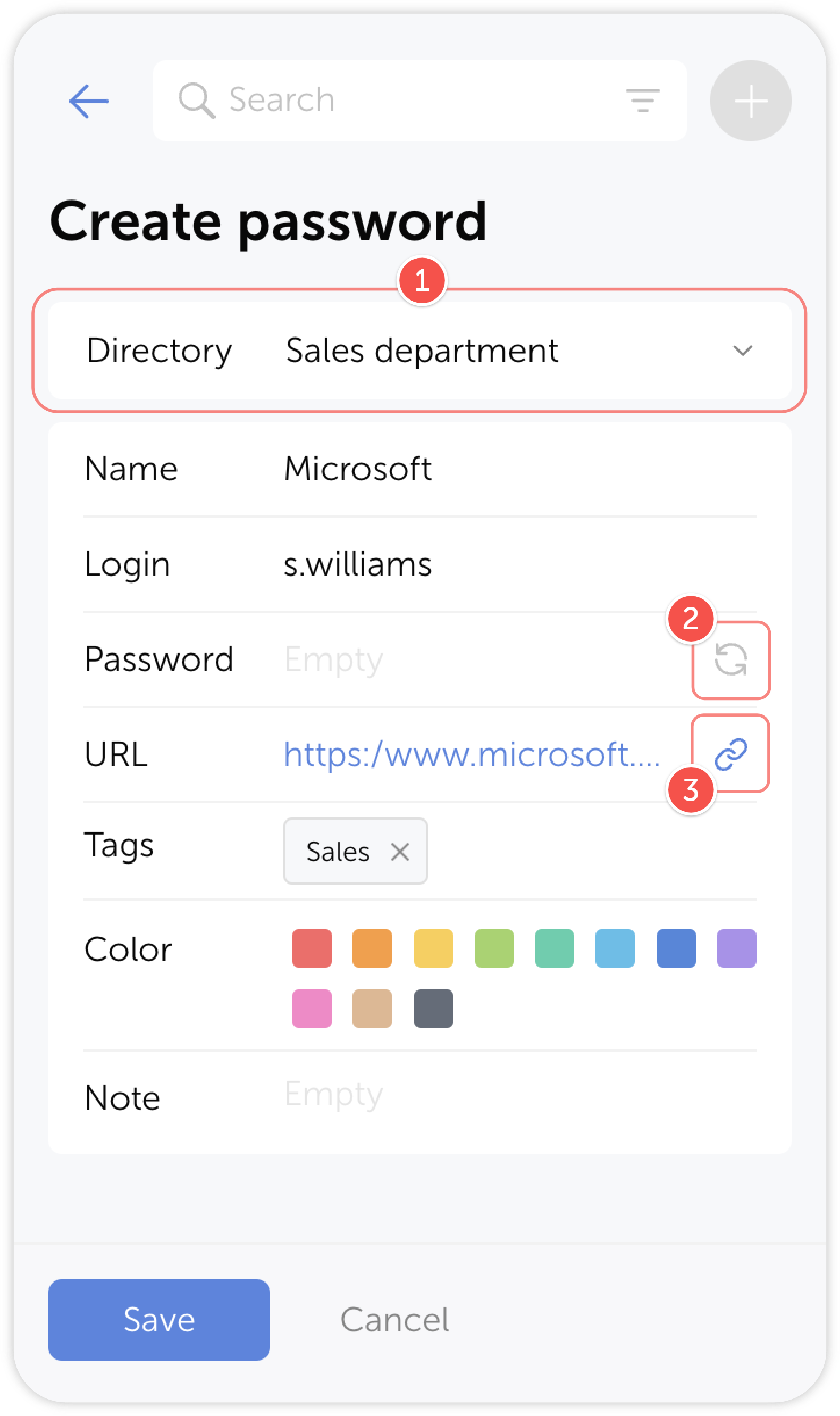 Password creation form