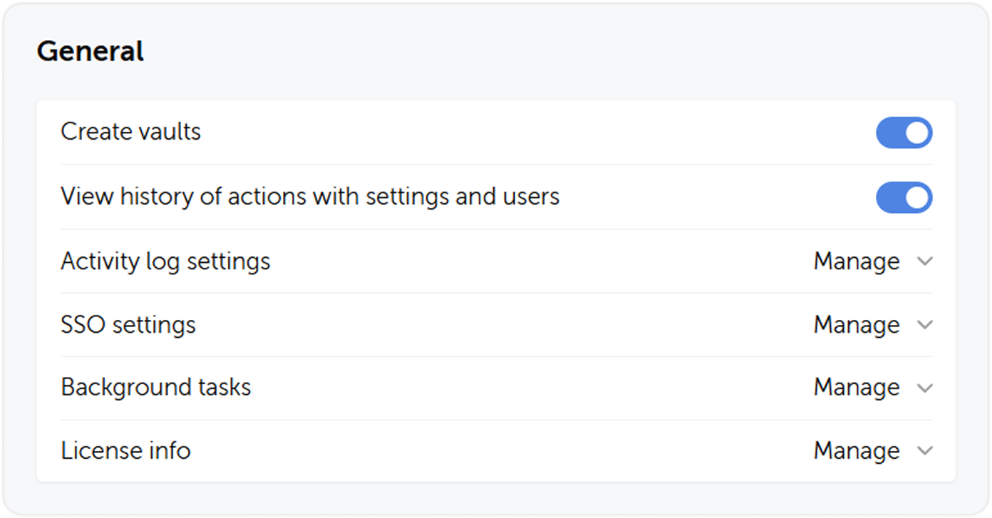 General permissions settings