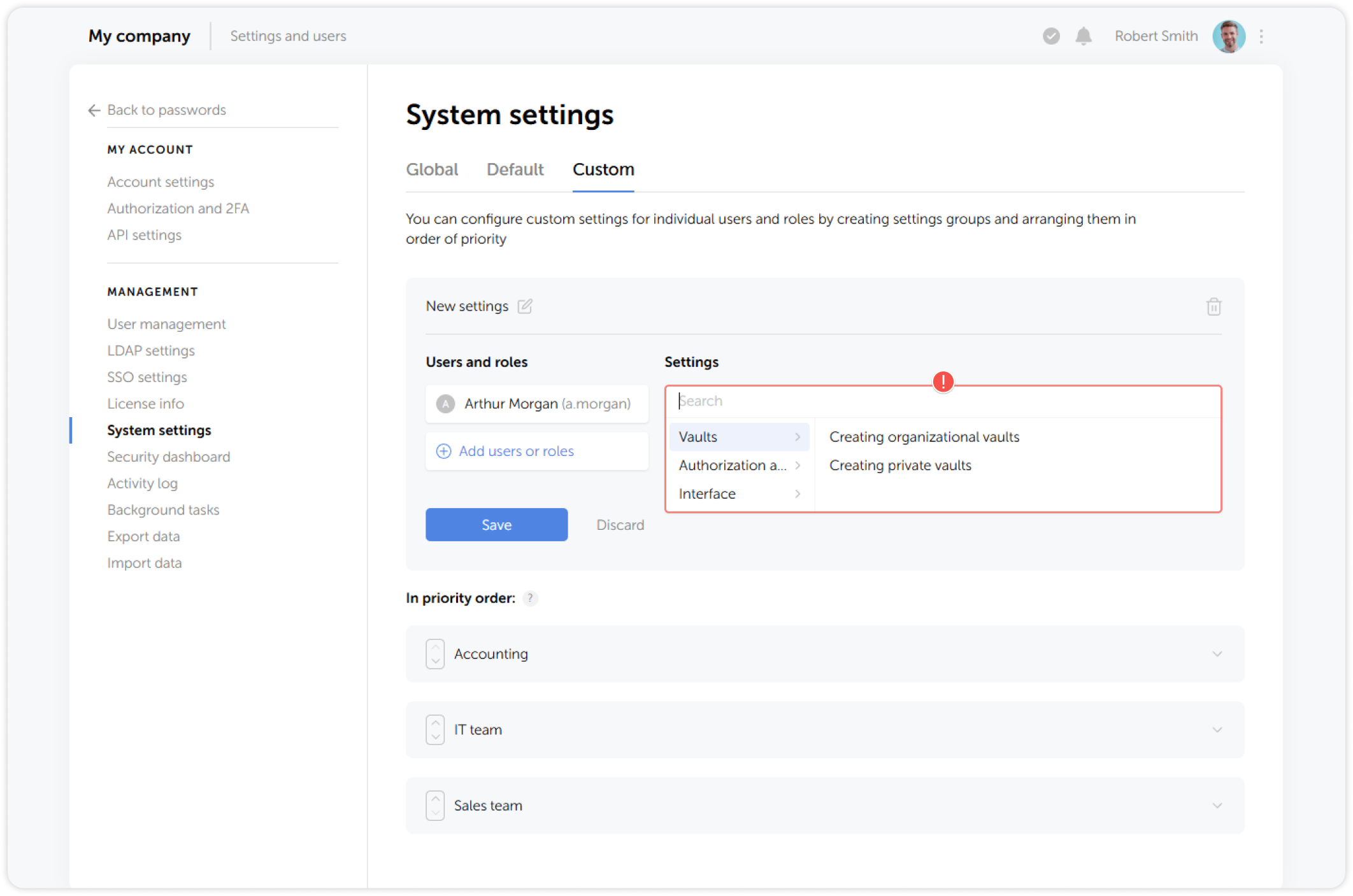Apply custom settings