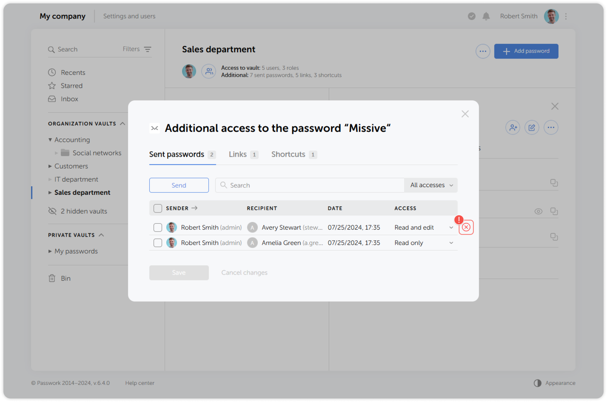 Delete individual item