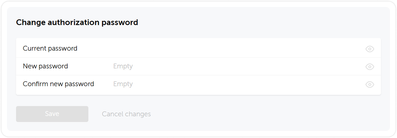 Change authorization password