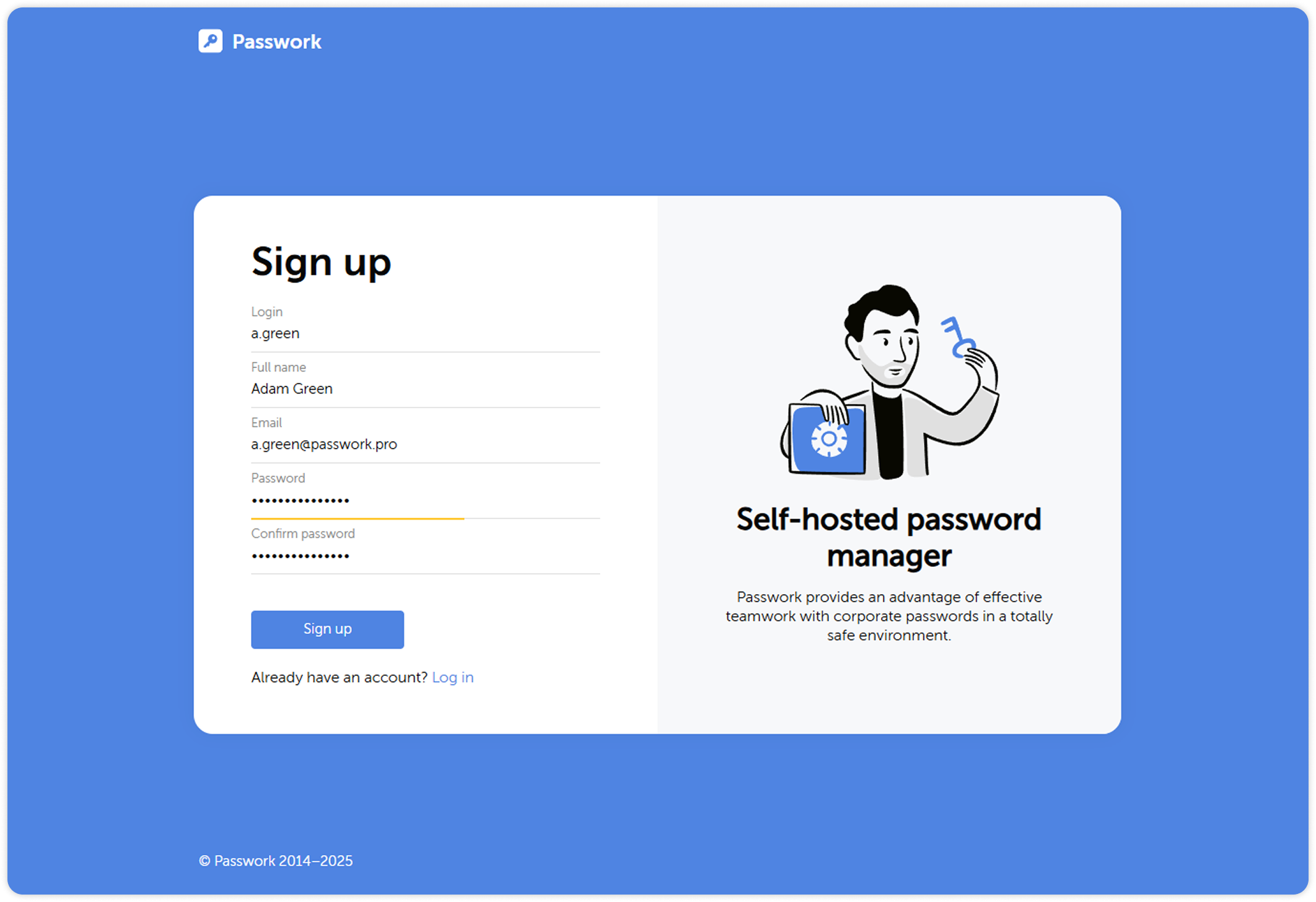 Sign up page