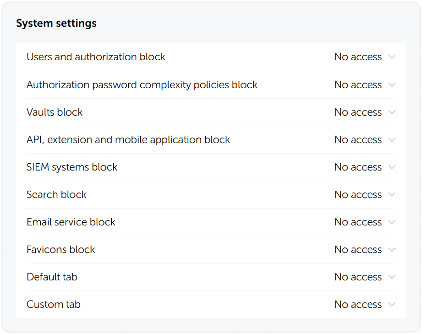 System settings administrative rights