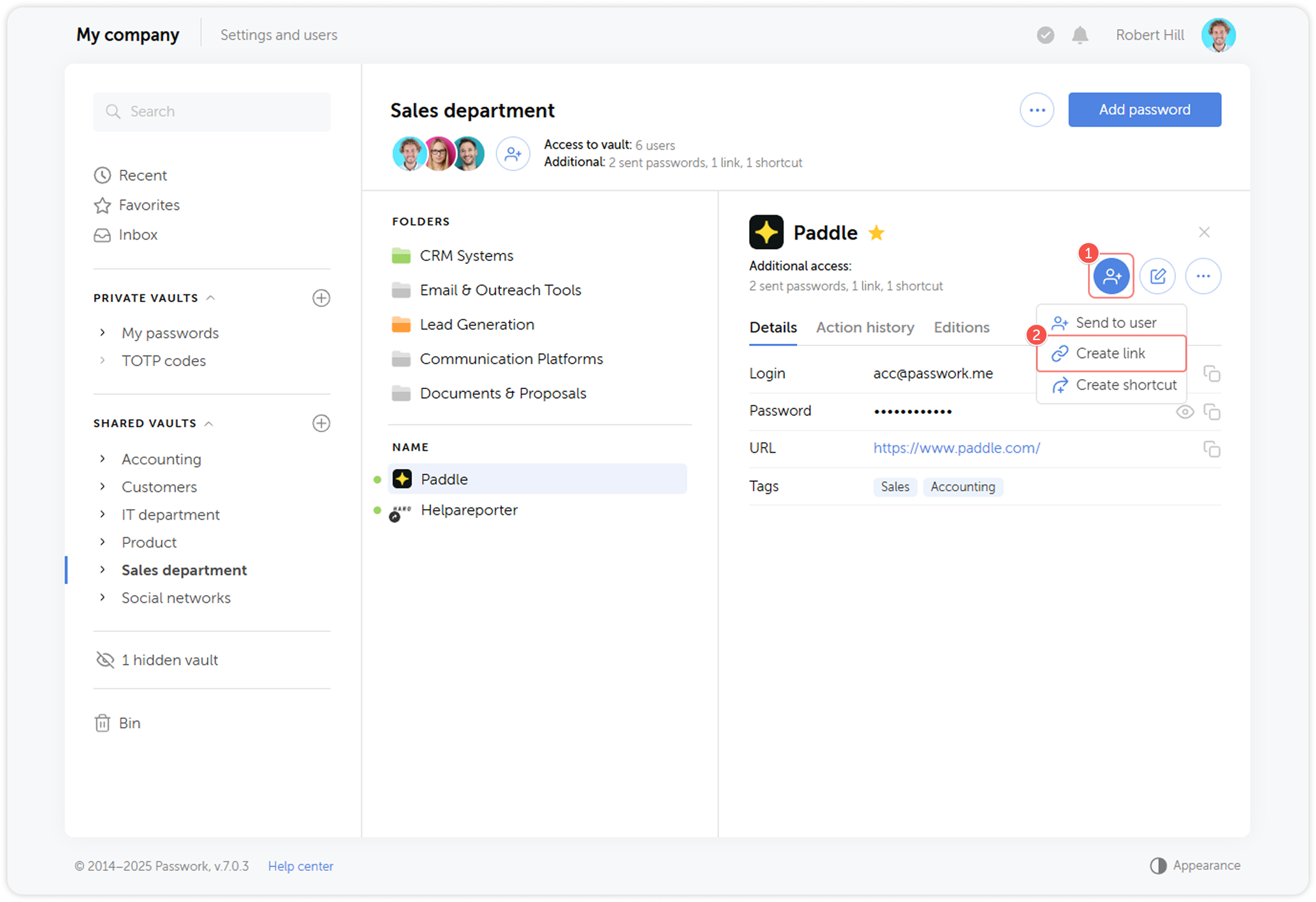 Create link option