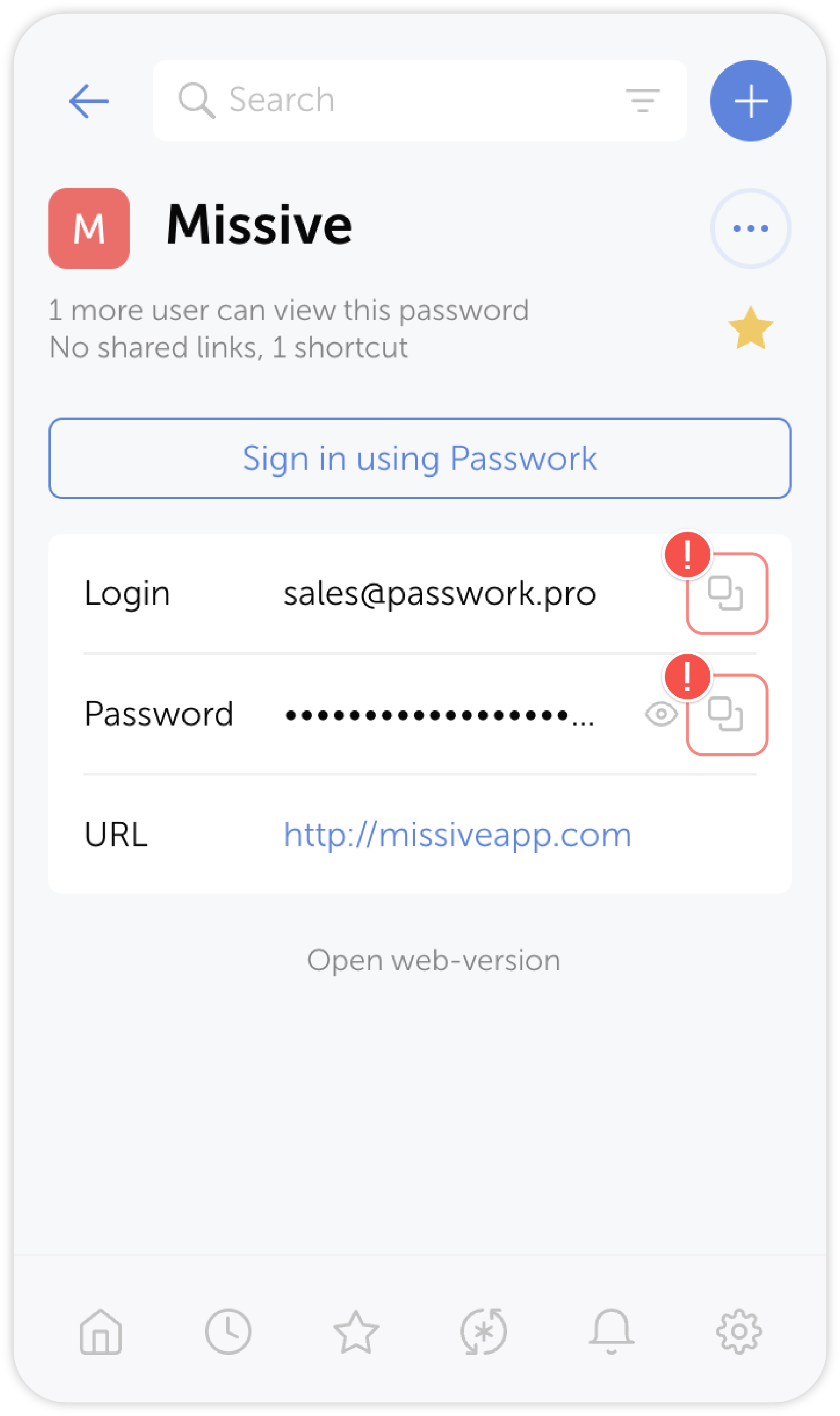 Copy to clipboard from password details