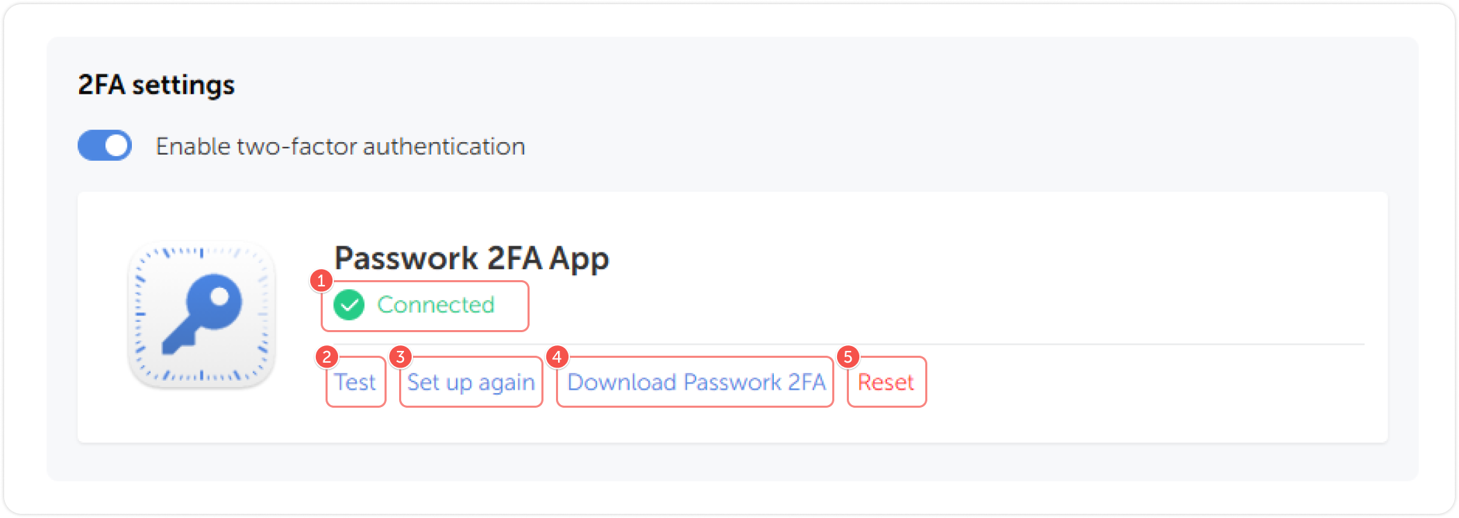 2FA control panel
