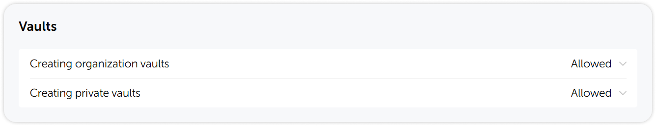 Vaults settings