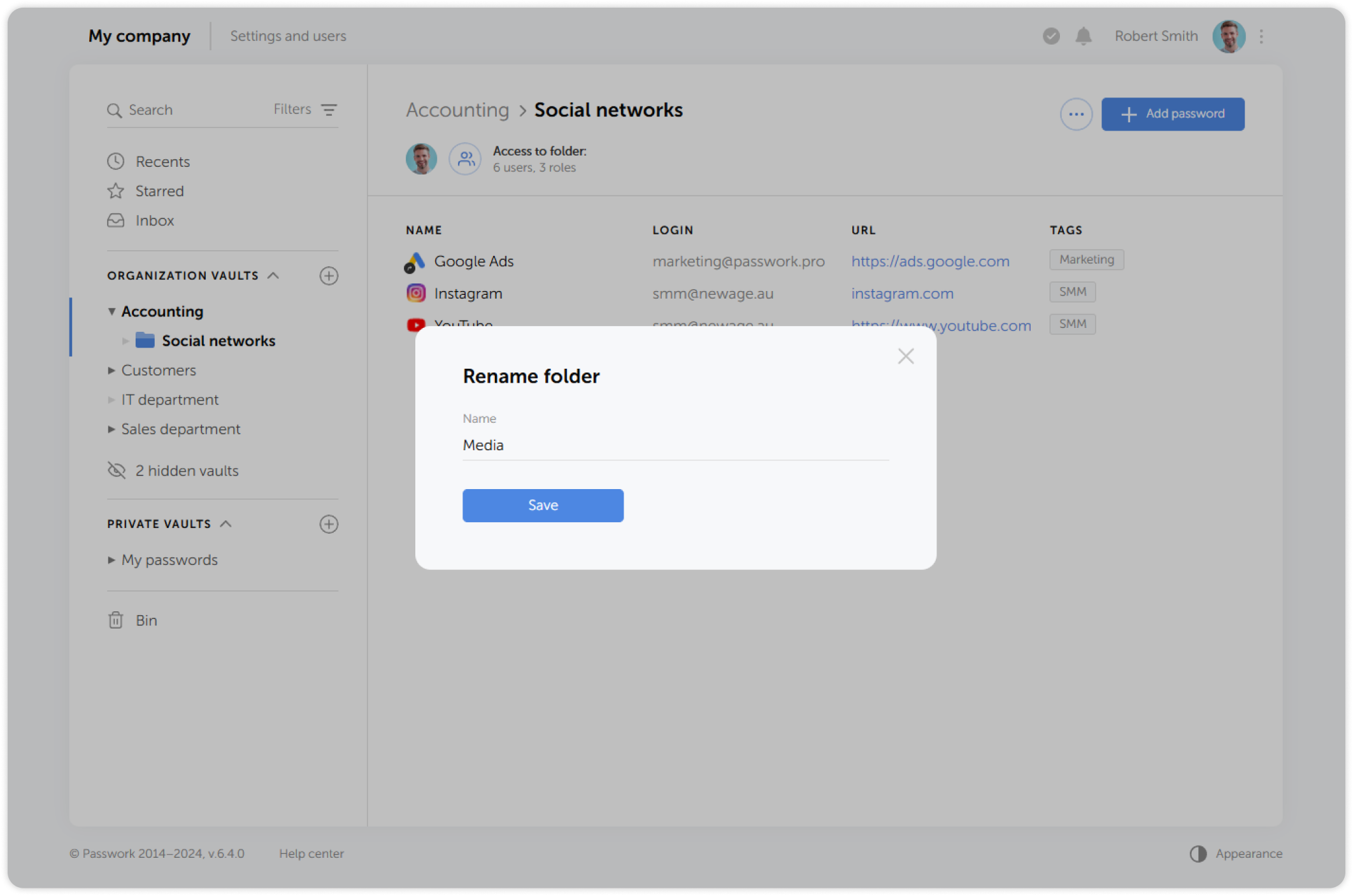 Rename folder dialog