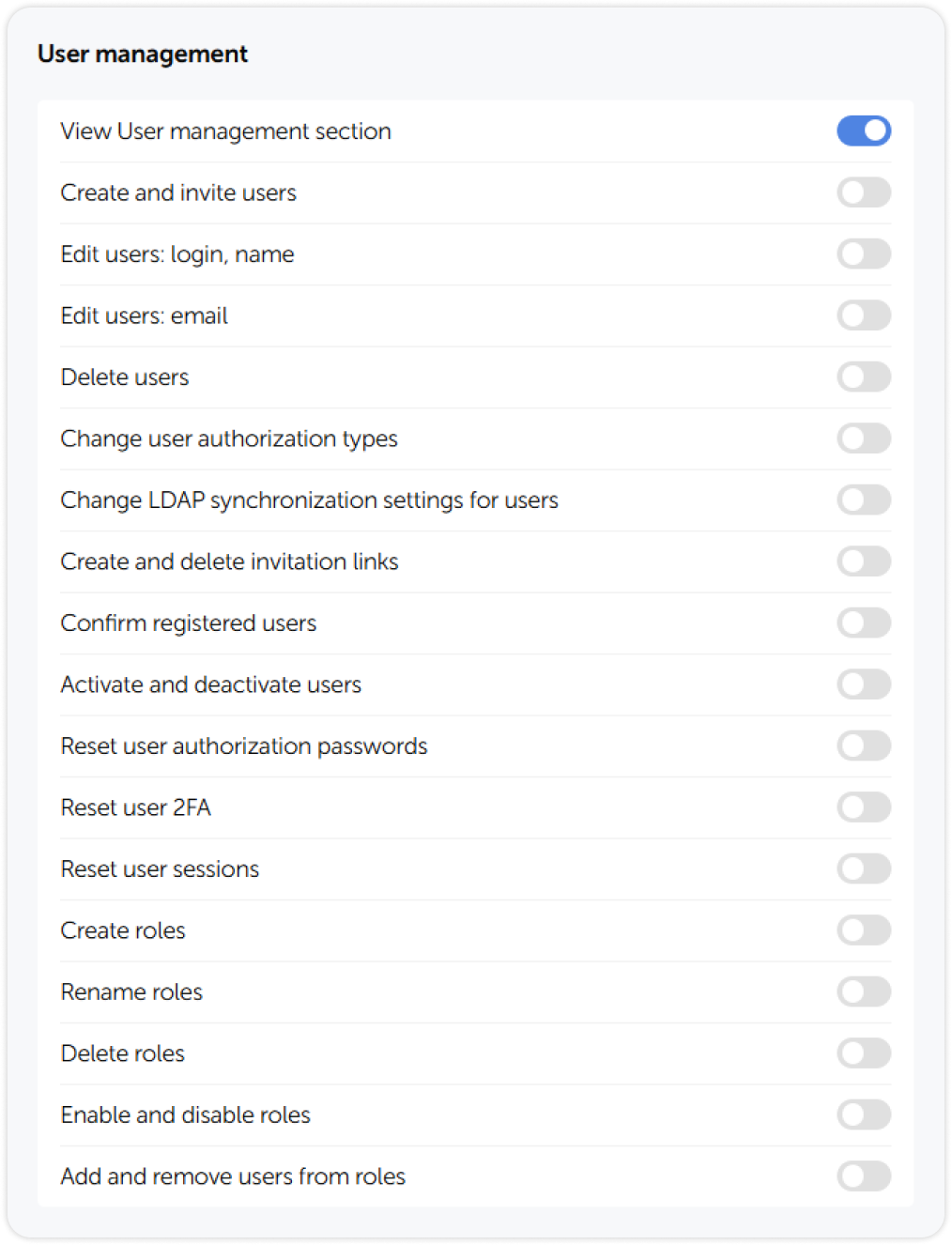 User management administrative rights